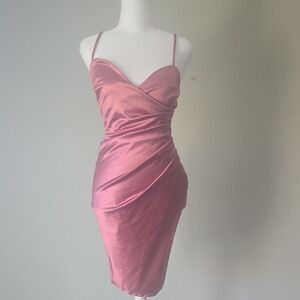 Windsor Pink Satin Spaghetti Strap Mini Dress